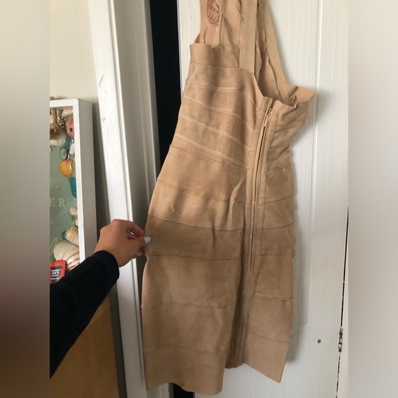 Herve Leger One-Shoulder Beige Dress - Picture 3 of 4